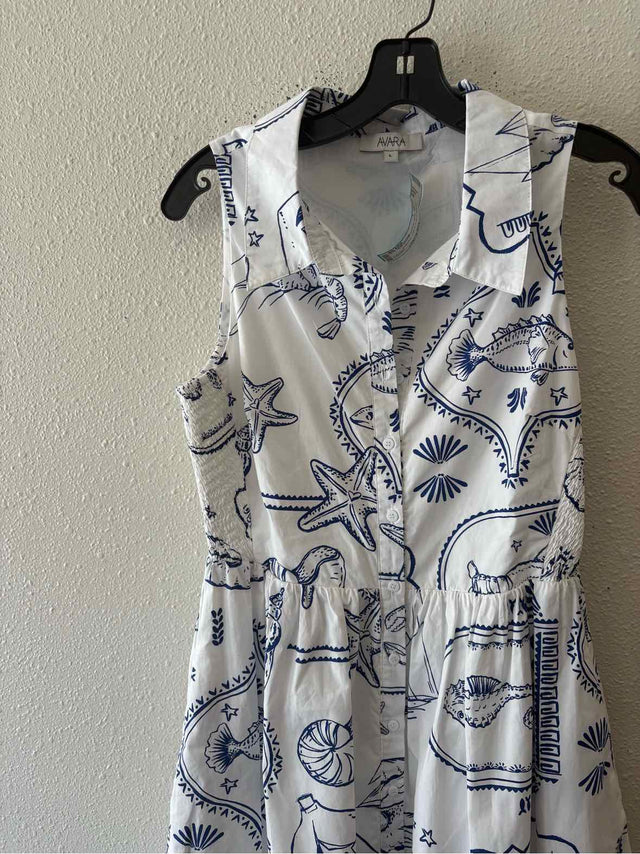 AVARA White and Blue Size L Dress