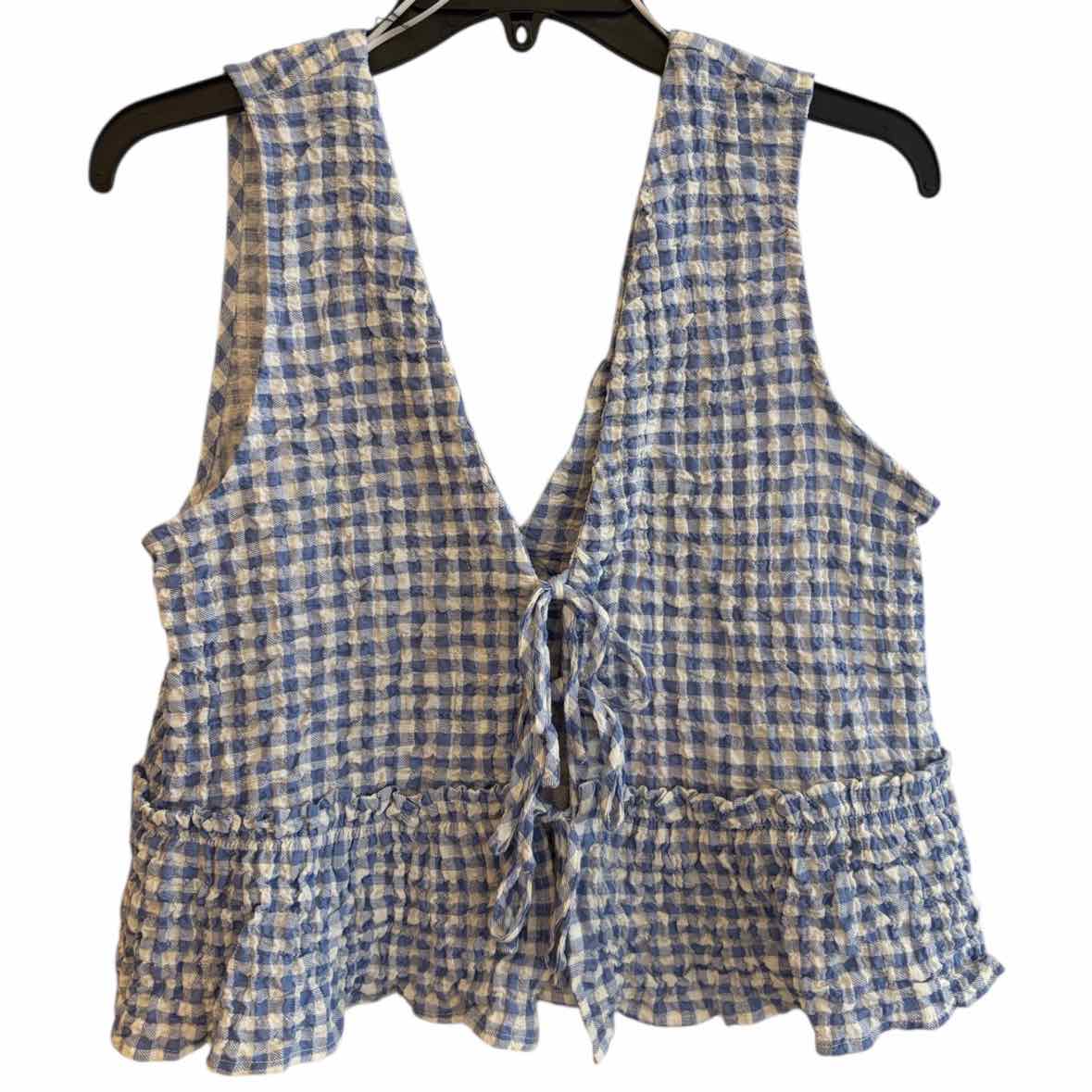 Zara Blue and White Size S Shirt