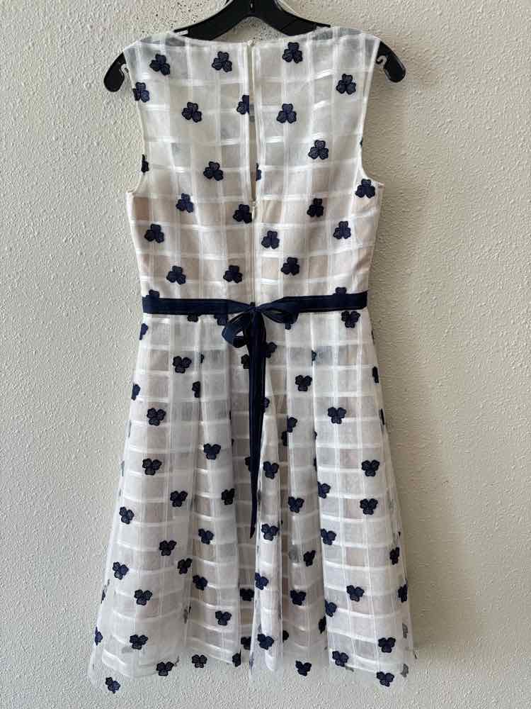 Kay Unger White and navy Size 2 Dress