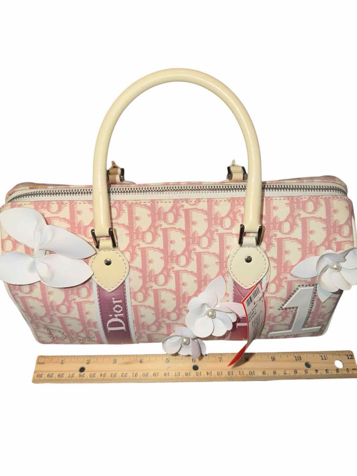 Dior Diorissimo Girly Boston Bag Pink and White Handbag