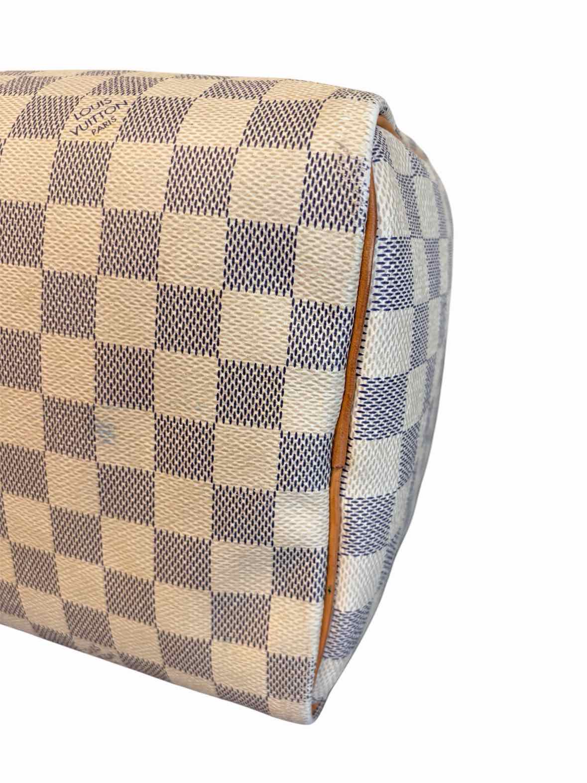 Louis Vuitton Damier Azur Canvas Speedy 30 Navy and Cream Handbag