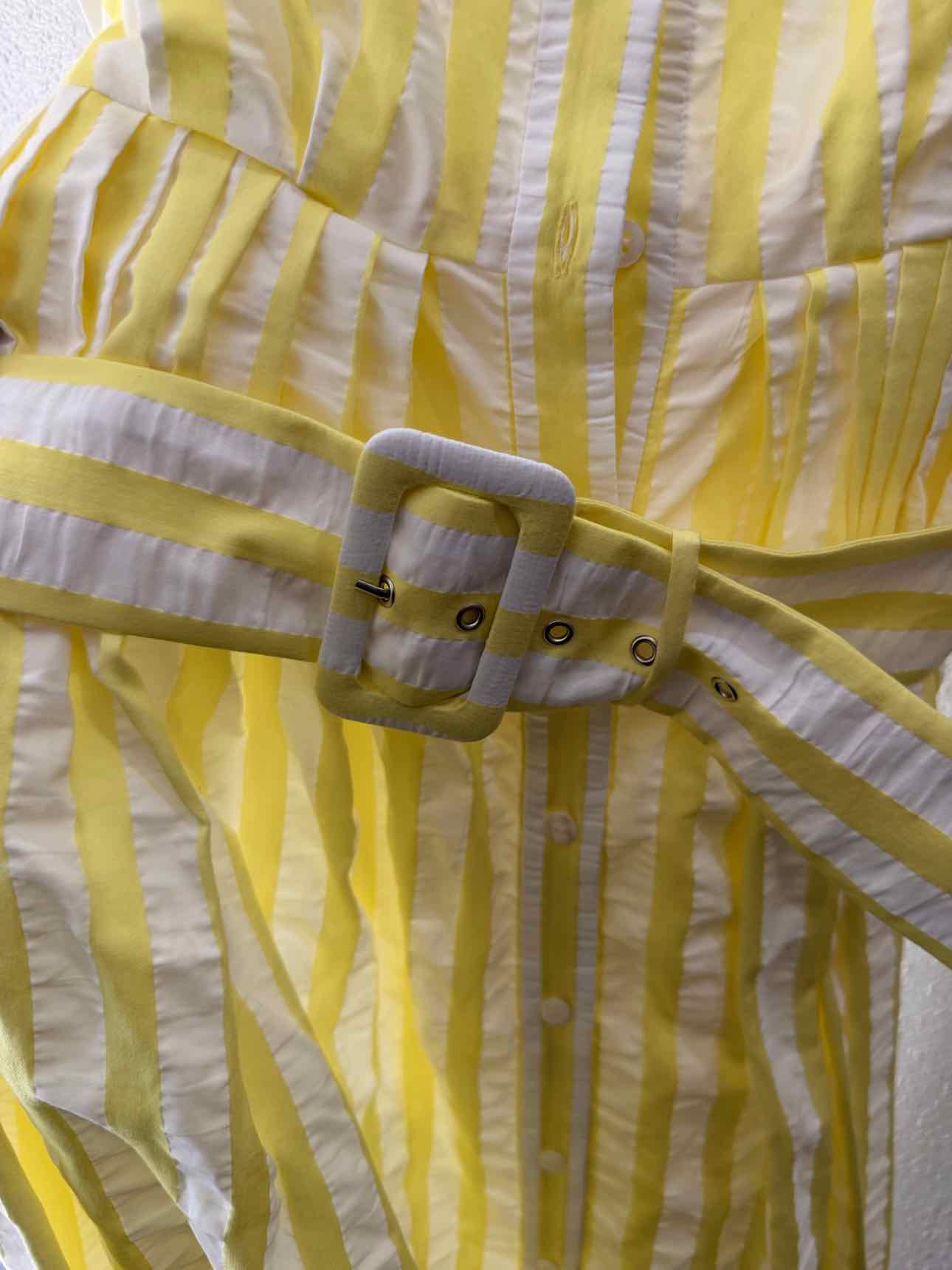 Pearl by Lela Rose White and Yellow Size 6 Dress