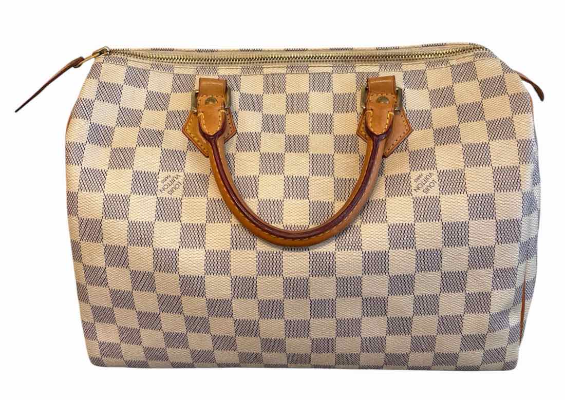 Louis Vuitton Damier Azur Canvas Speedy 30 Navy and Cream Handbag