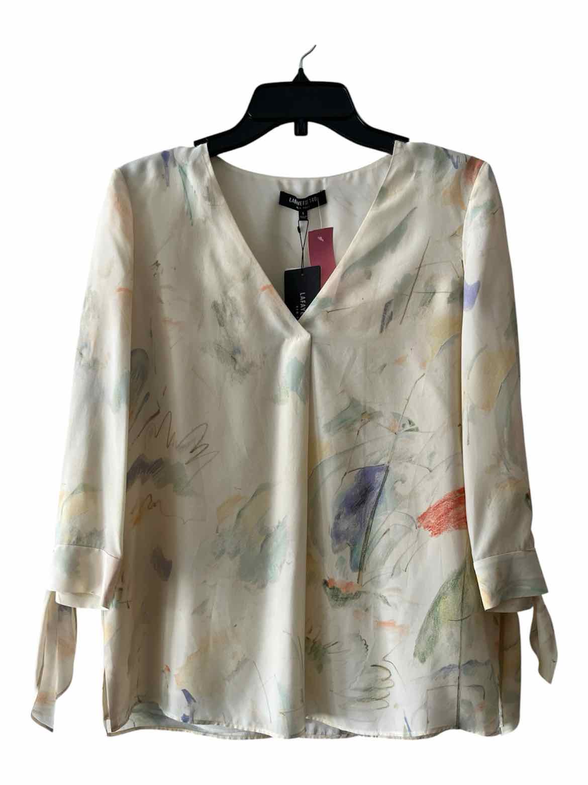 Lafayette 148 Cream Multi Size S Shirt