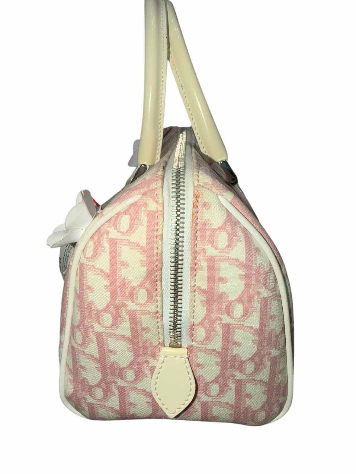 Dior Diorissimo Girly Boston Bag Pink and White Handbag