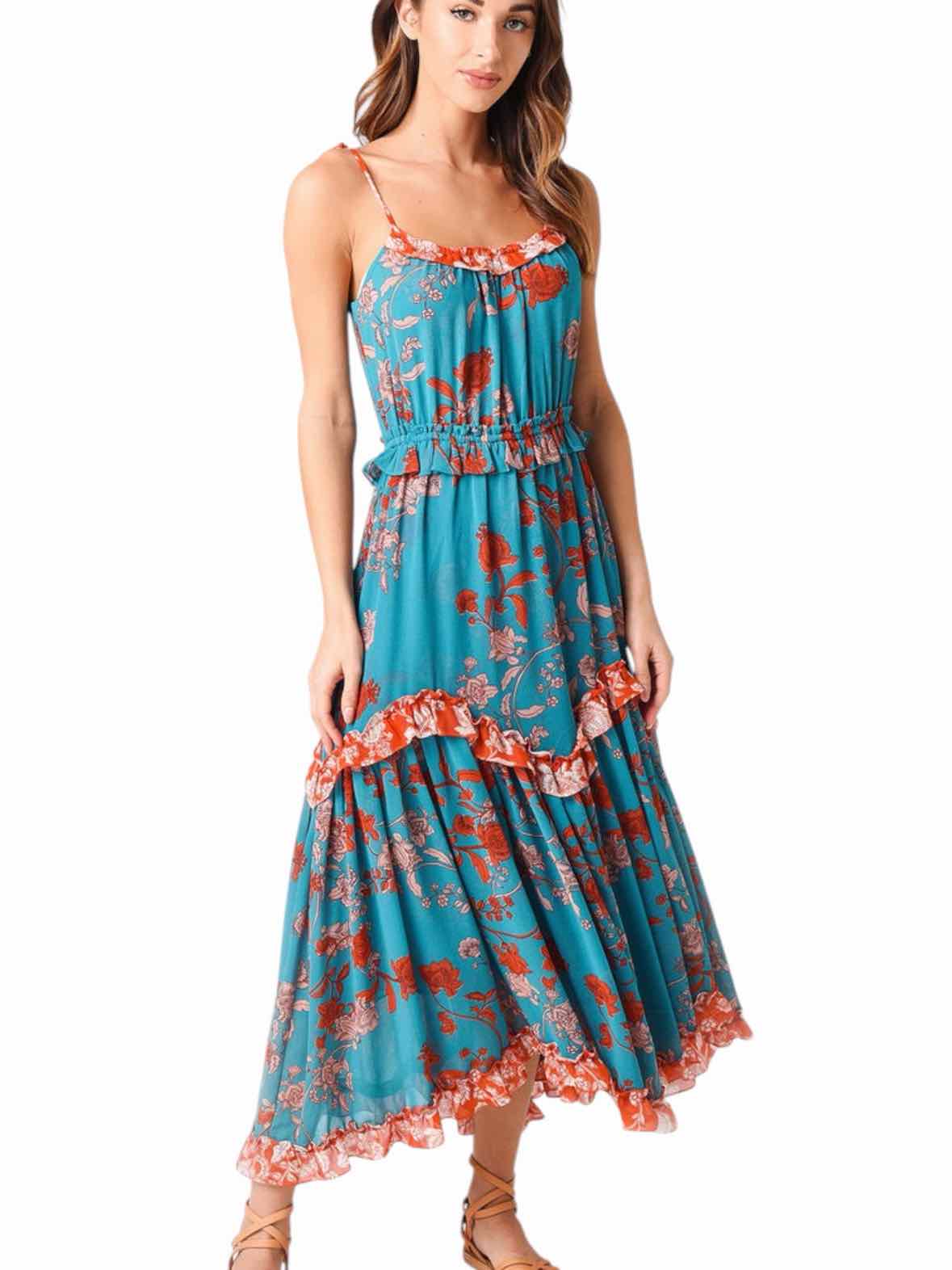 Misa Teal and red Size M Dress