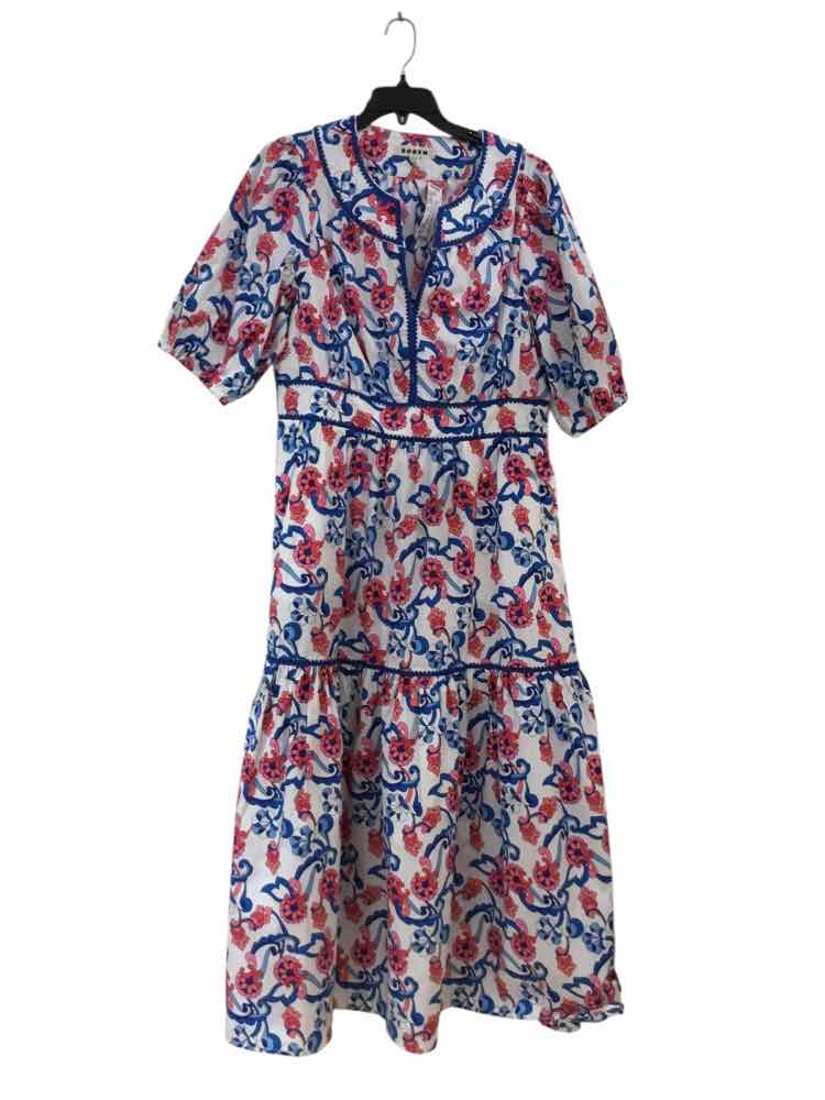 Boden white & multi color Size 12 Dress
