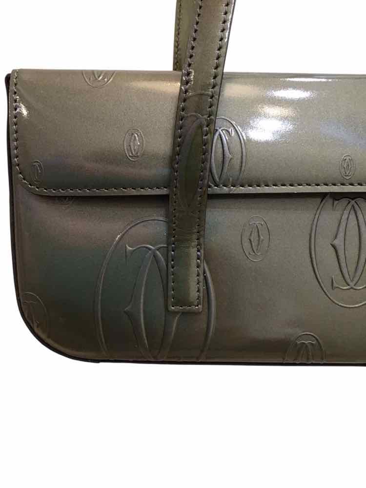 Cartier Happy Birthday Patent Baguette Green Handbag