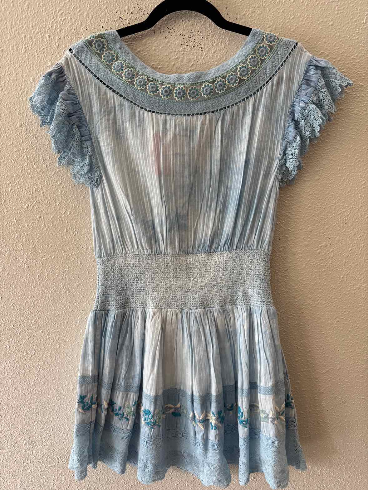 Love Shack Fancy Blue and White Size S Dress