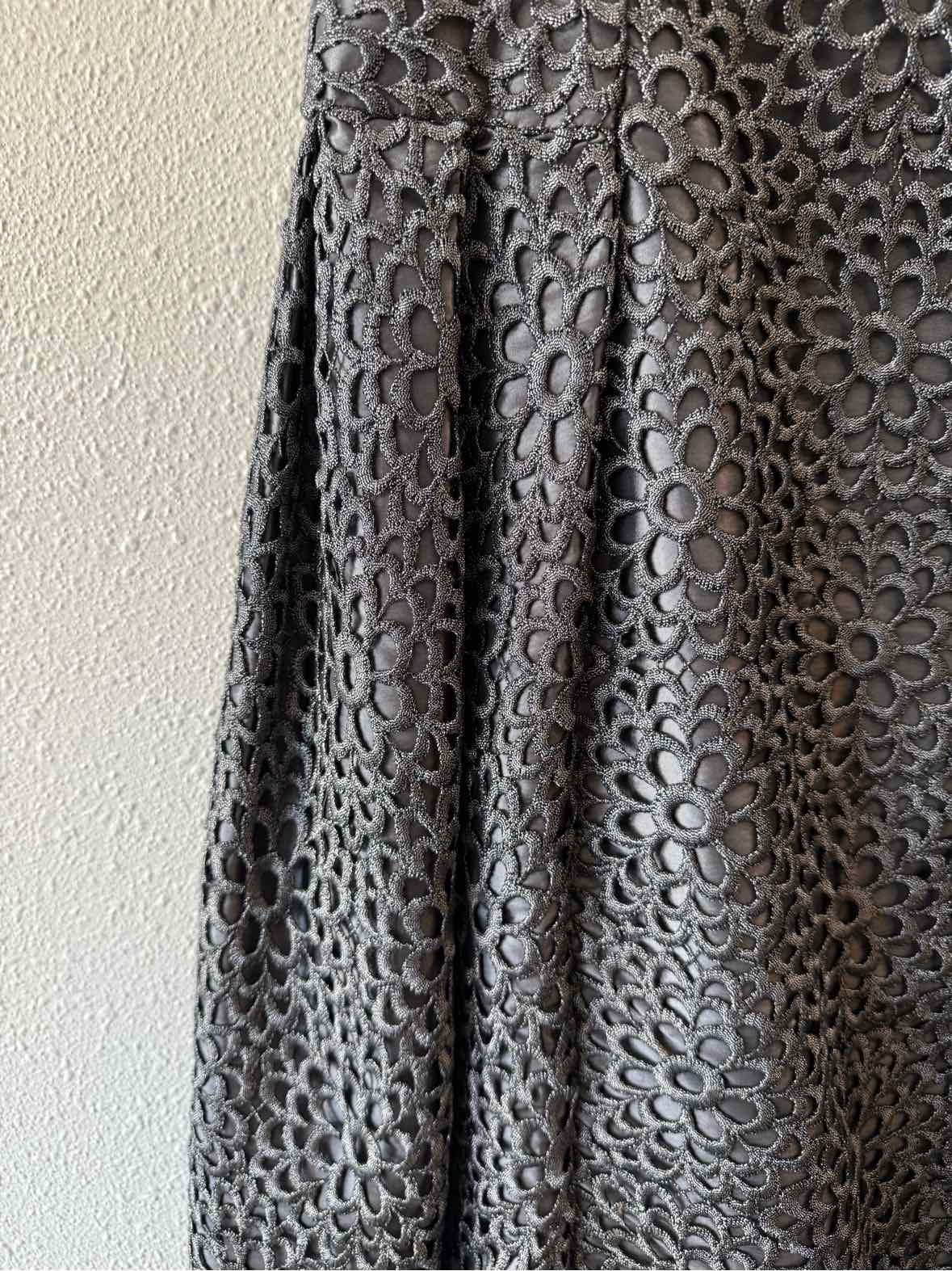 Carmen Marc Valvo Metallic Gray Size 10 Dress
