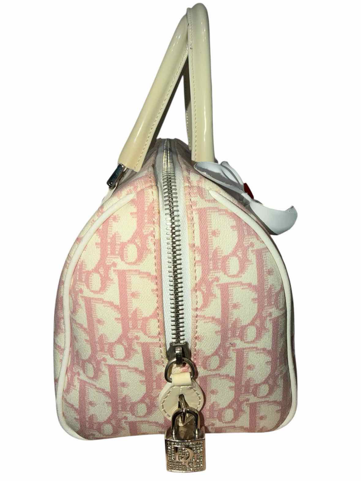 Dior Diorissimo Girly Boston Bag Pink and White Handbag
