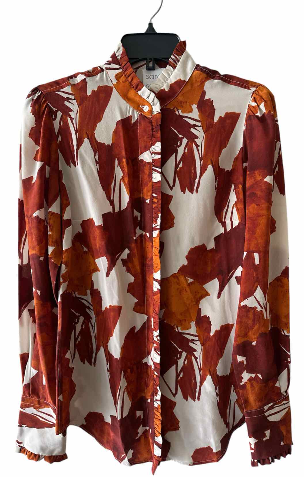 Sara Roka Ivory and Brown Size No Label Shirt