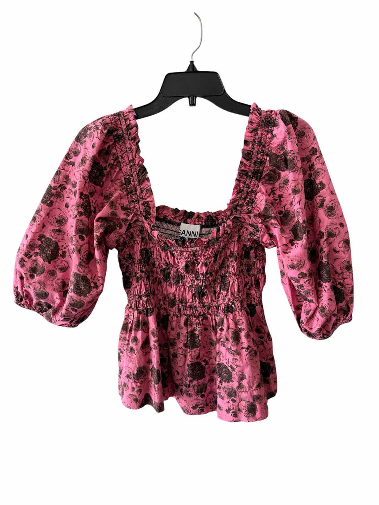 Ganni Pink and Black Size 40 Shirt