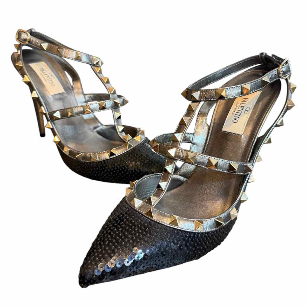 Valentino Garavani Black Multi Size 39 Shoes
