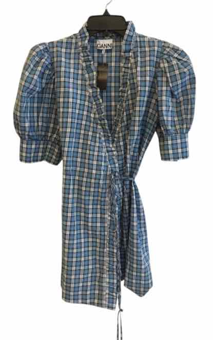 Ganni light blue and white Size 38 Dress