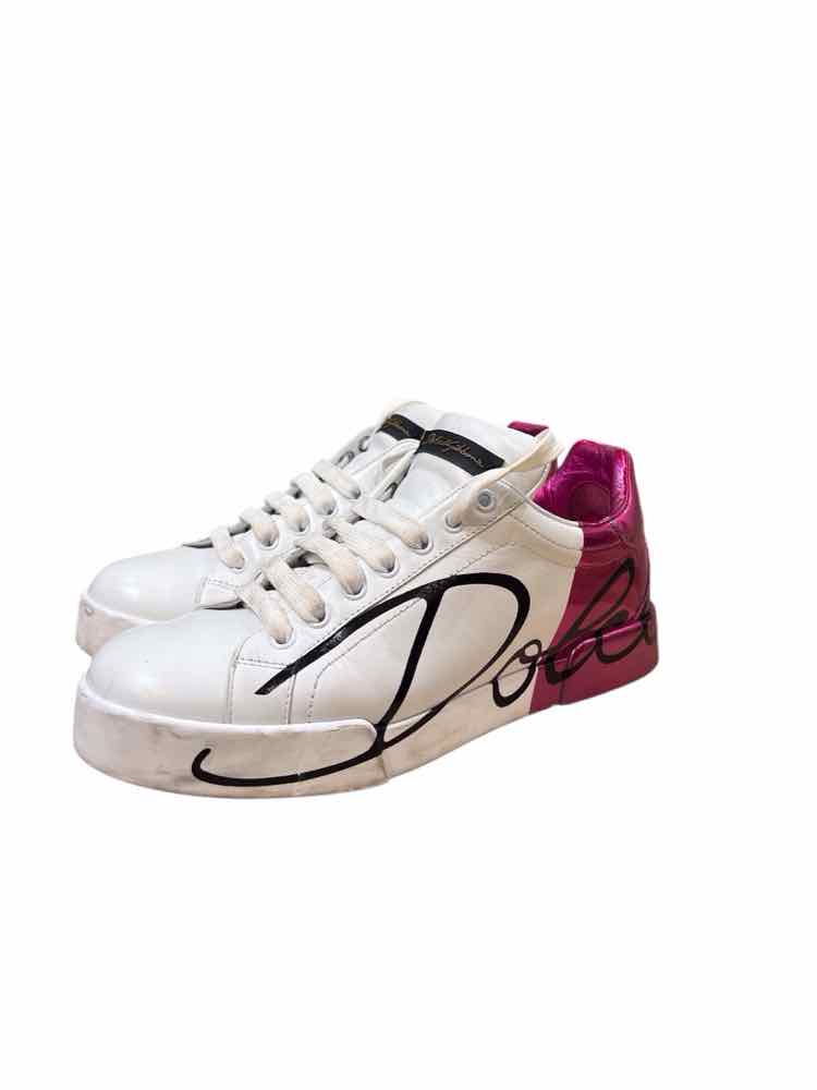 Dolce and Gabana White and Pink Size 38 1/2 Shoes