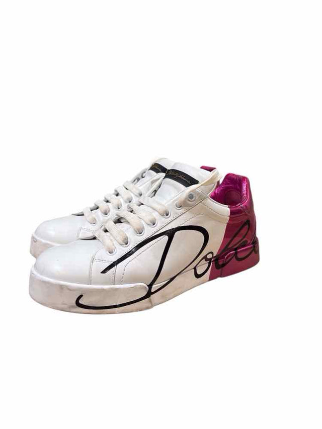 Dolce and Gabana White and Pink Size 38 1/2 Shoes