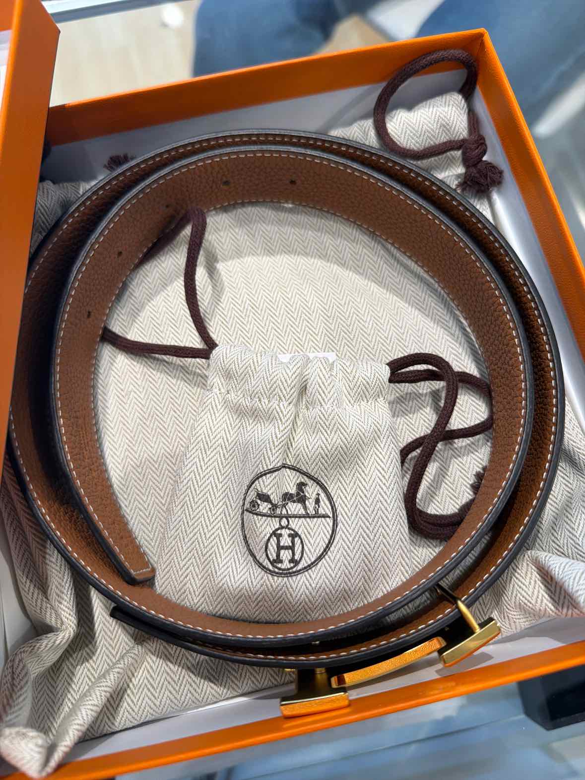 Hermes black and brown Belt