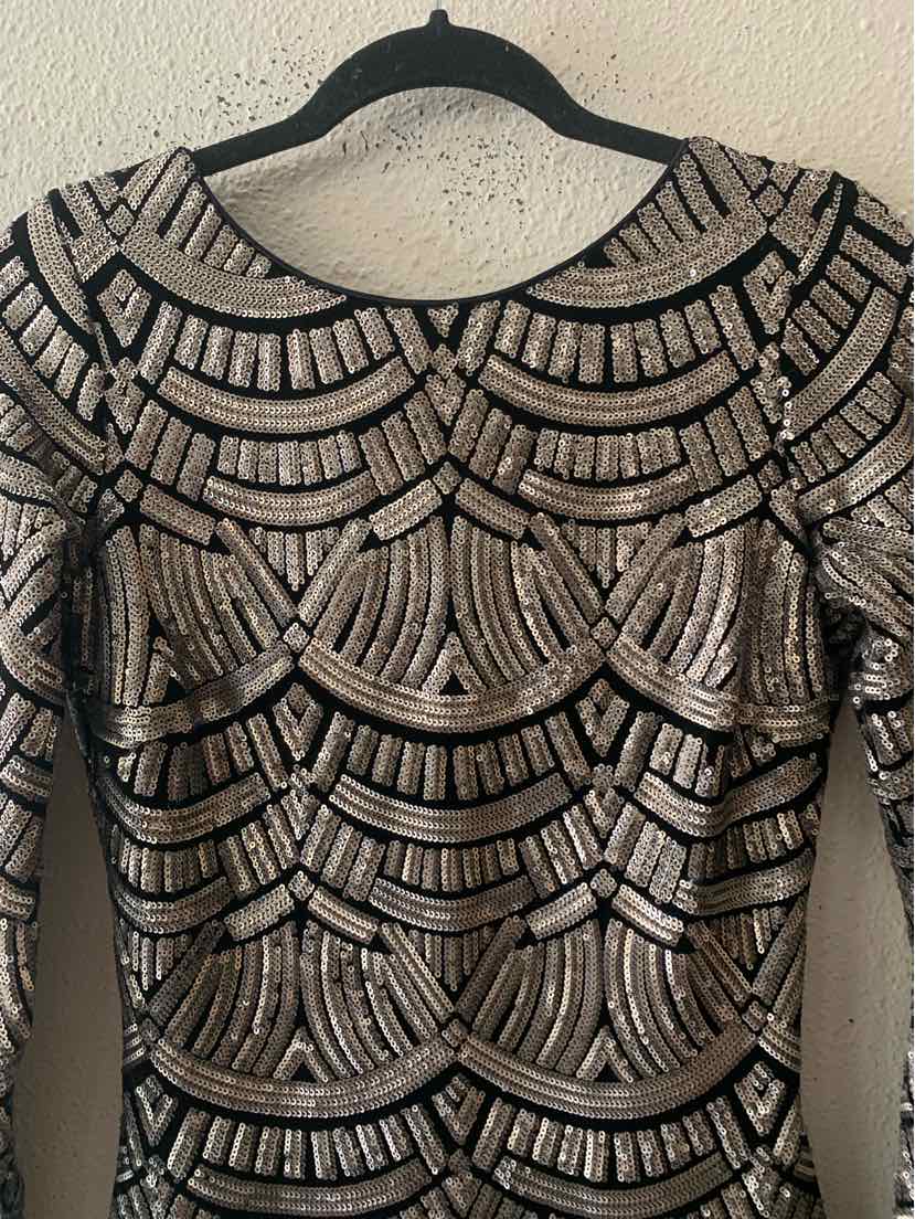 Dress the population Black and silver Size M Dress
