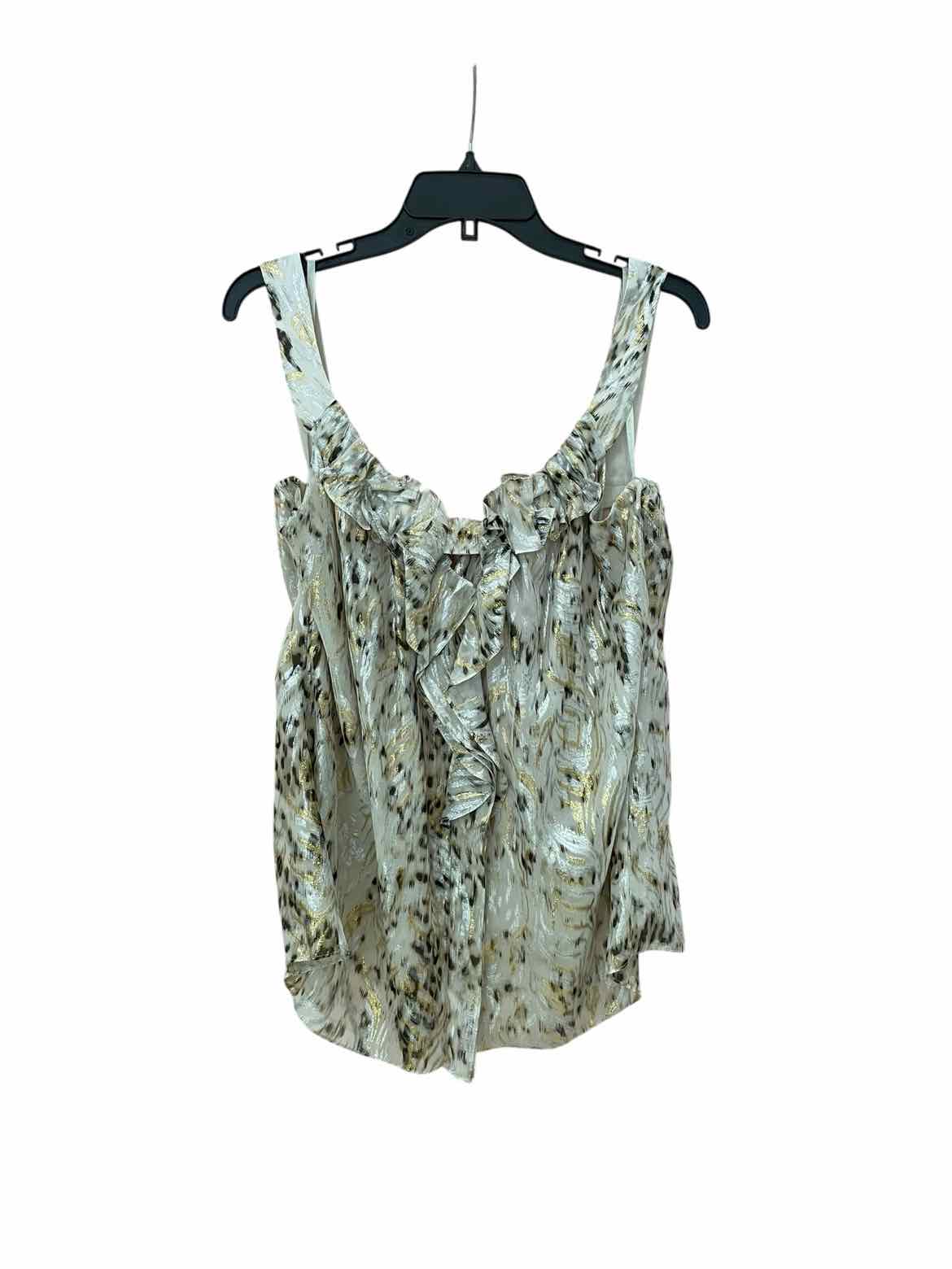 Elie Tahari Cream/Gold Size L Blouse