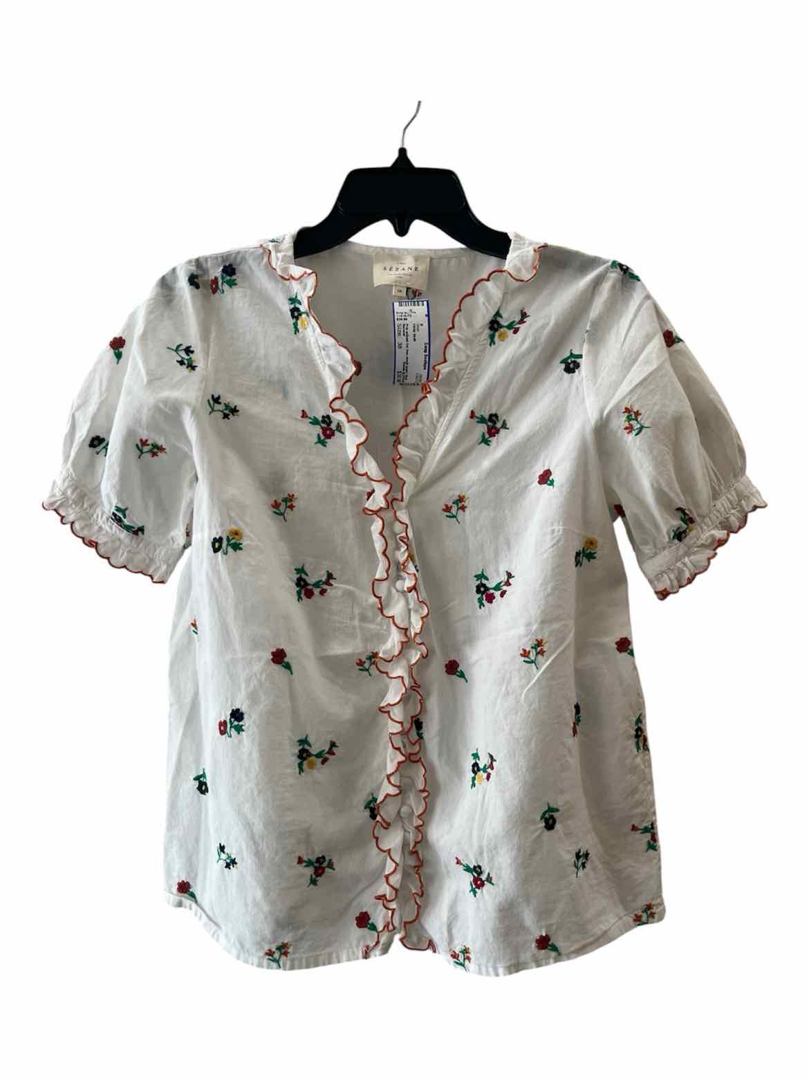 Sezane White Multi Size 38 Shirt