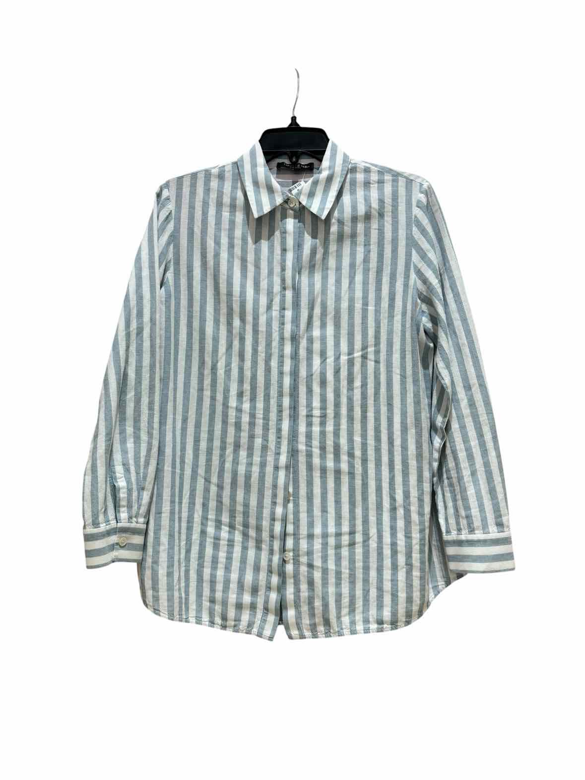 Lafayette 148 white and baby blue Size M Shirt