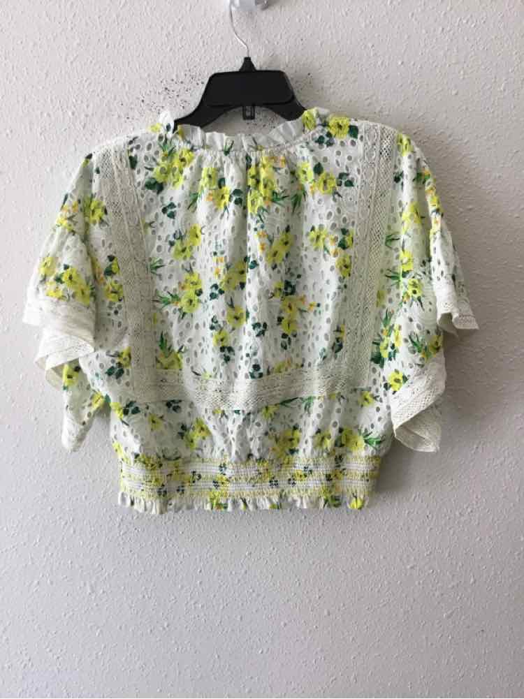 alice + olivia White and Yellow Size L Shirt