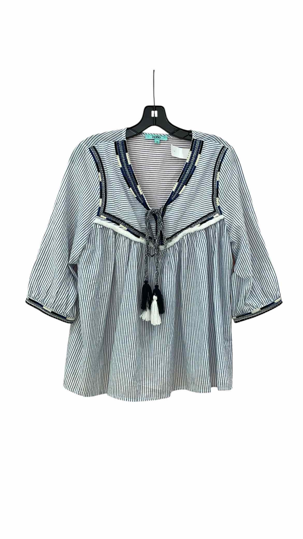 Karlie White/Blue Size S Blouse