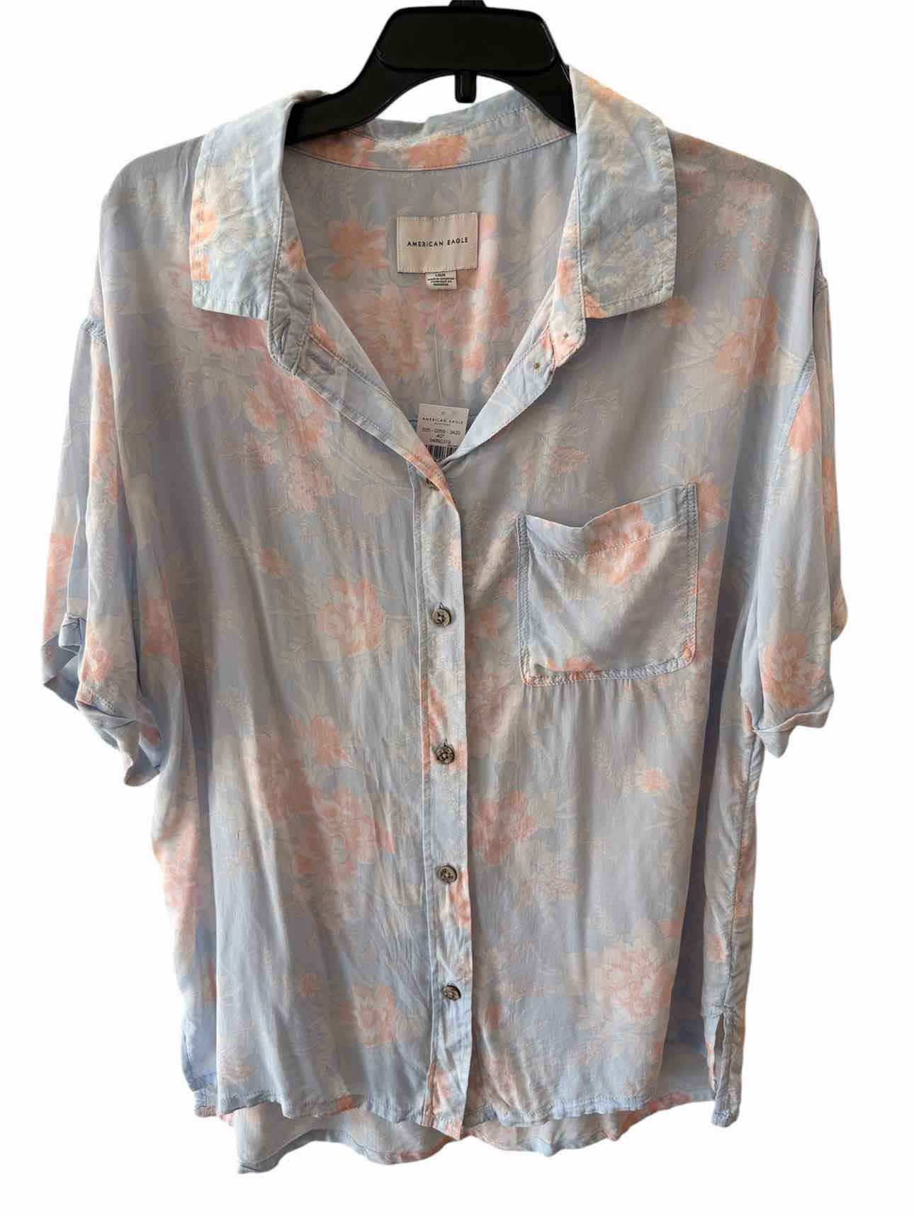 American Eagle Blue Multi Size L Shirt