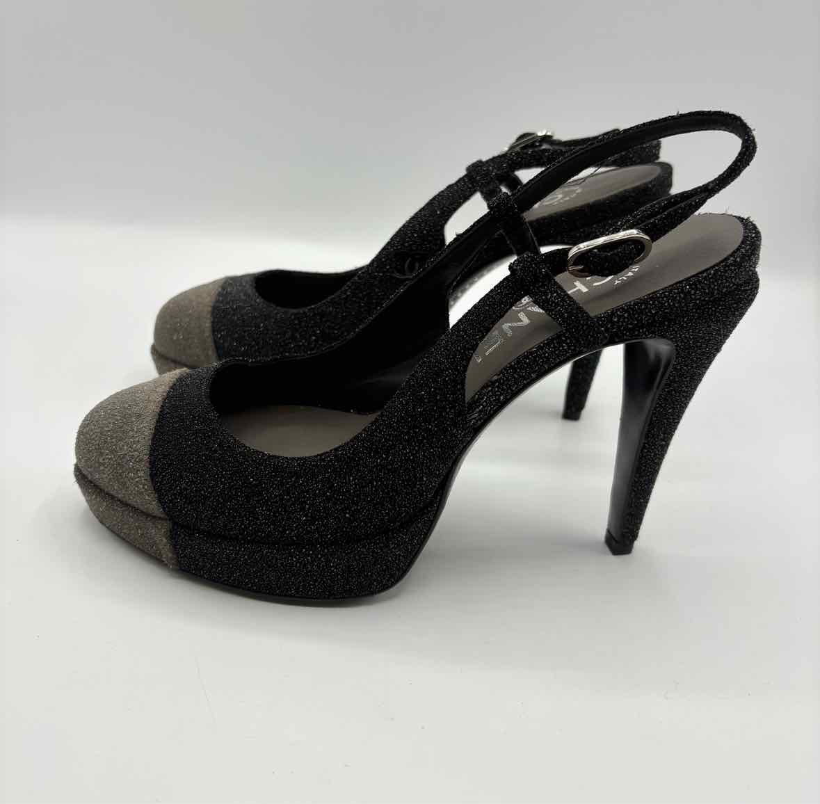 Chanel Black and Grey Size 38 Shoes