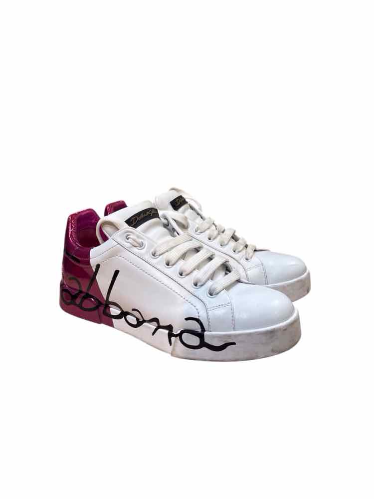 Dolce and Gabana White and Pink Size 38 1/2 Shoes