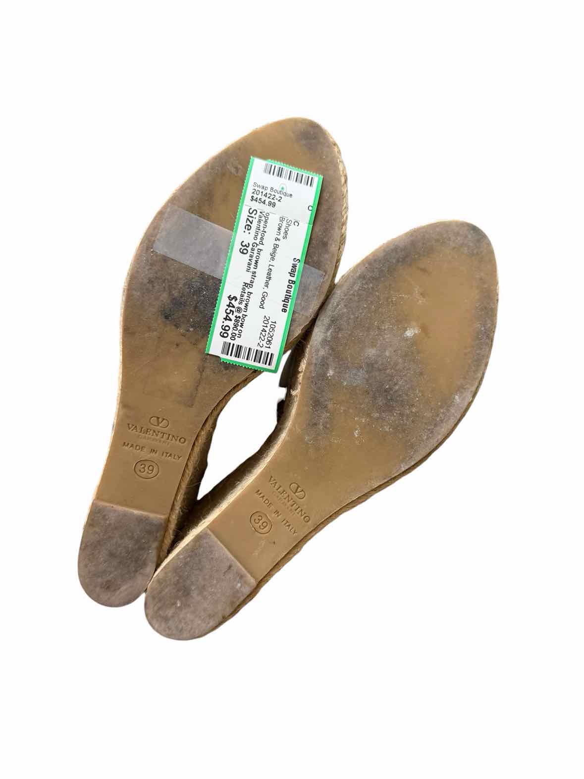 Valentino Size 39 Brown Leather Wedge Heels