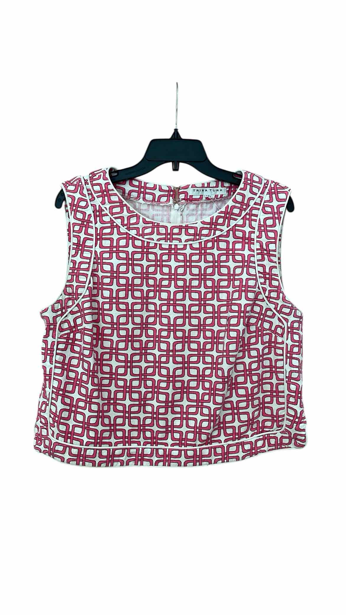 Trina Turk Pink and White Size 14 Shirt