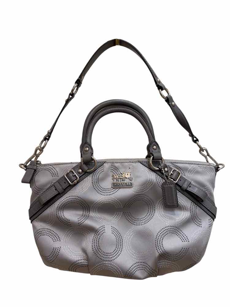 Coach Madison Dotted OP Art Sophia Satche Gray Handbag
