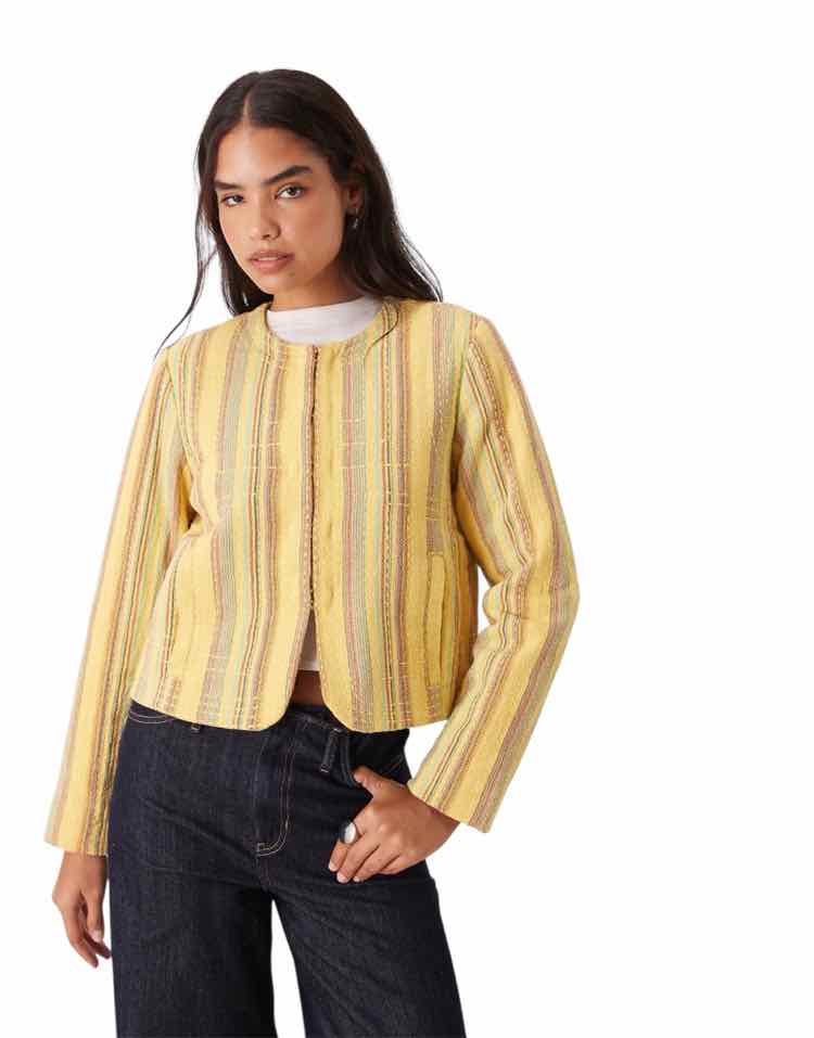 Free People Yellow Multi Size XS Blazer