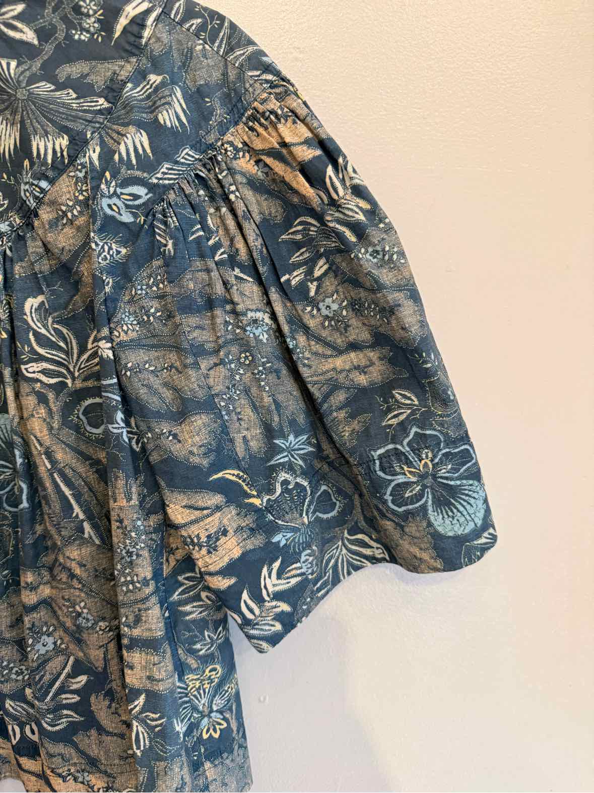 ULLA JOHNSON blue and coral Size 8 Shirt