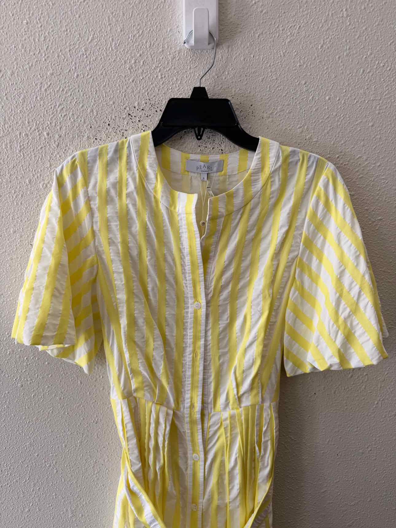 Pearl by Lela Rose White and Yellow Size 6 Dress
