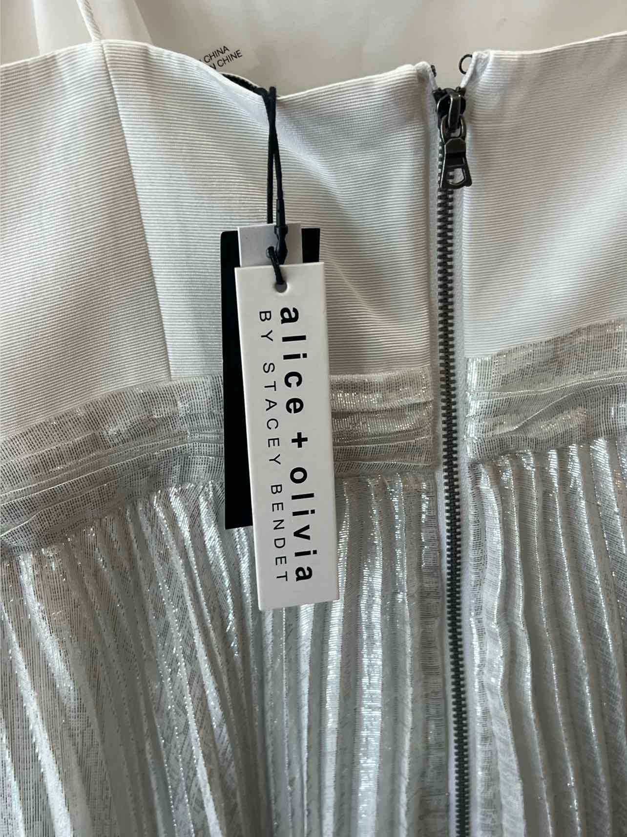 alice + olivia White and Silver Size 4 Dress