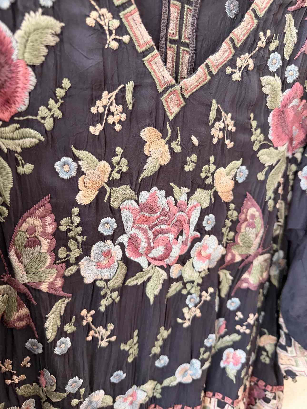 Johnny Was Dusty Blue Multi Size S Tunic