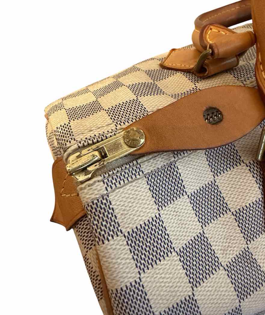 Louis Vuitton Damier Azur Canvas Speedy 30 Navy and Cream Handbag