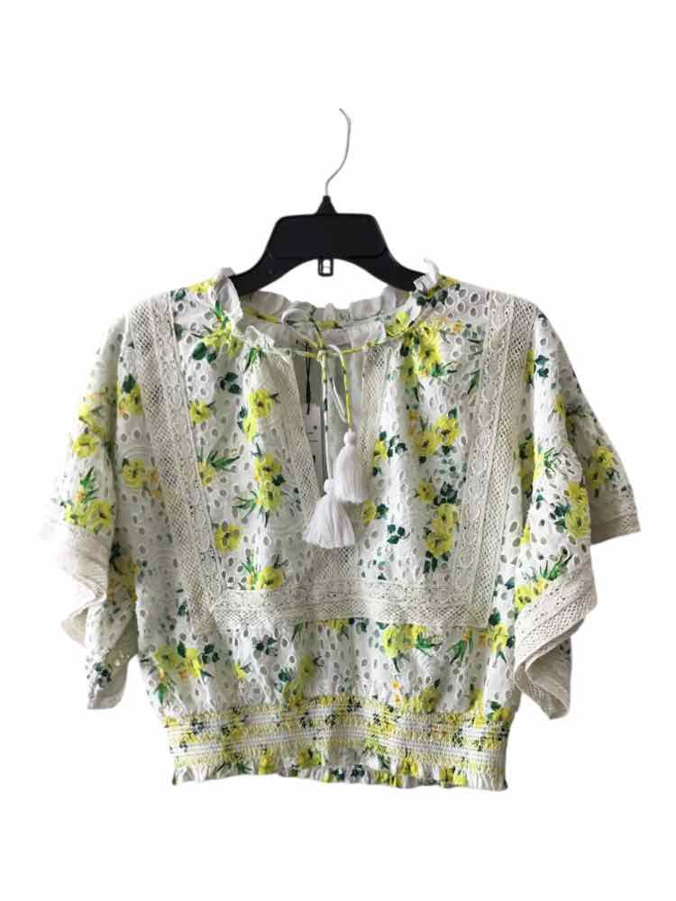 alice + olivia White and Yellow Size L Shirt