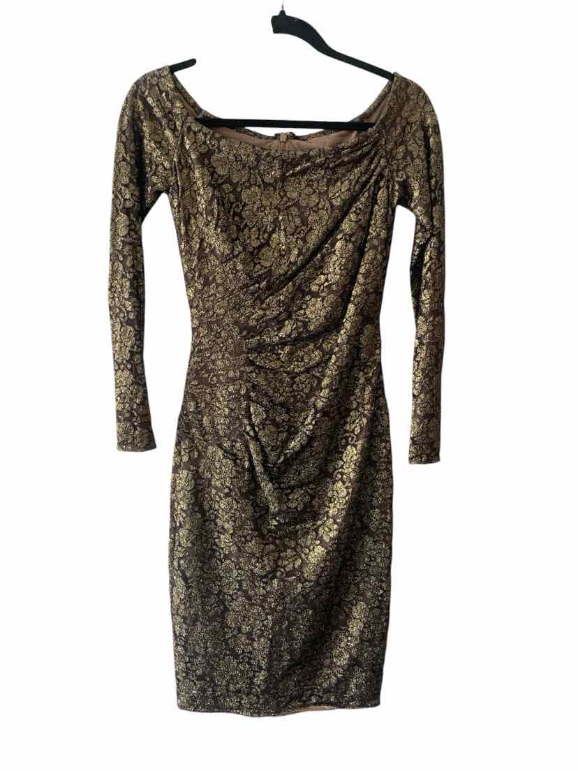 Carmen Marc Valvo Gold Size 4 Dress
