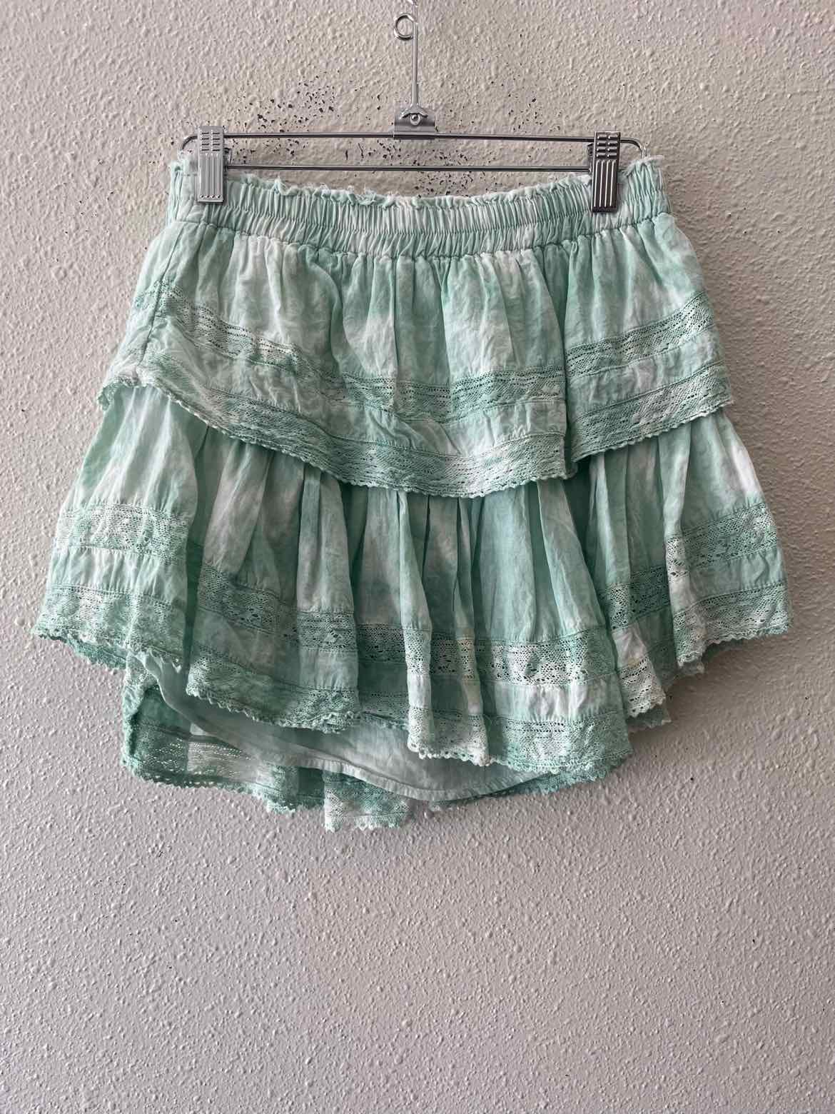 Love Shack Fancy Green and White Size XS Skirt