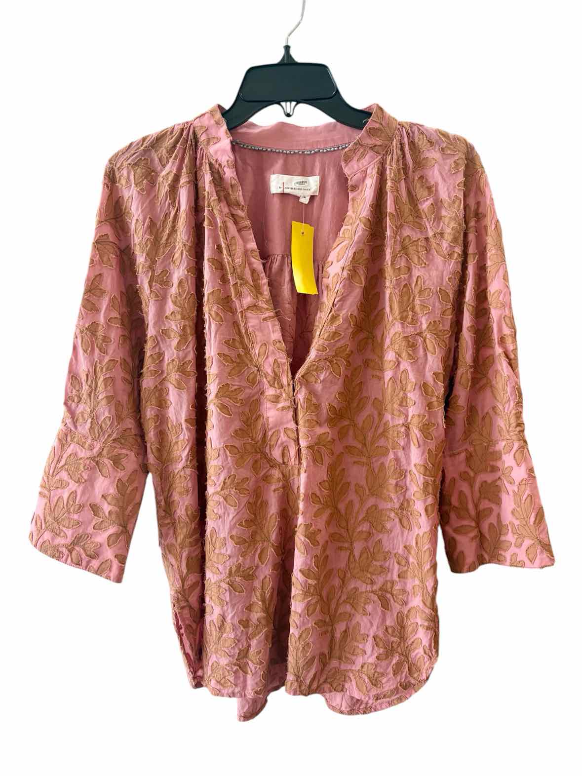 by Anthropologie Pink and Brown Size M Shirt