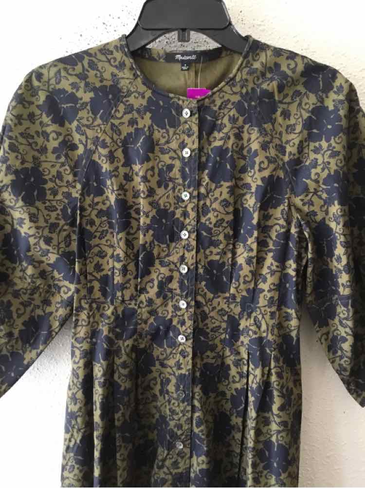 Madewell Green and Navy Size 0 Dress