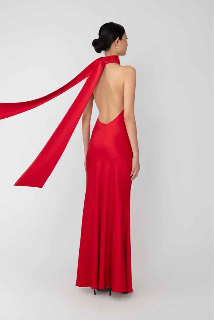 SAU LEE Penelope Backless Satin Gown