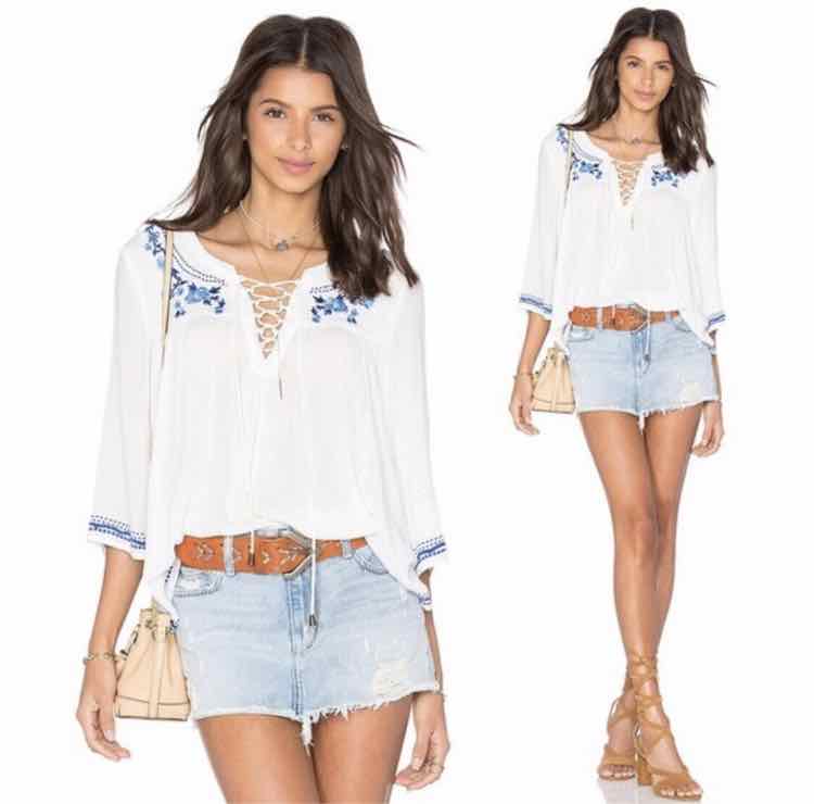 Lovers + freinds White & Blue Size M Shirt