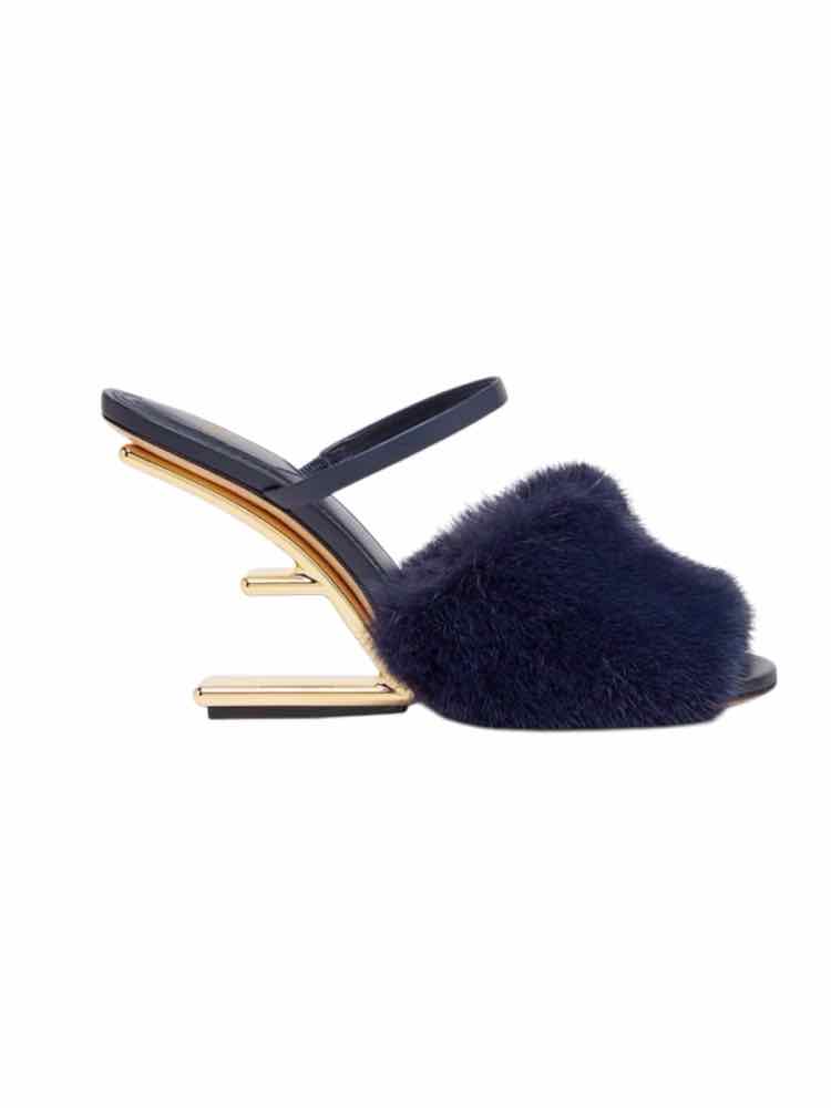 Fendi Navy and Gold Size 39 Shoes