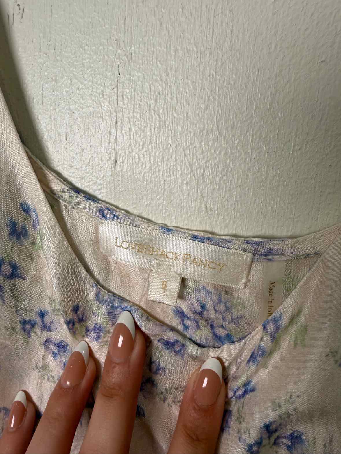 LoveShackFancy White and Light Blue Size 6 Dress