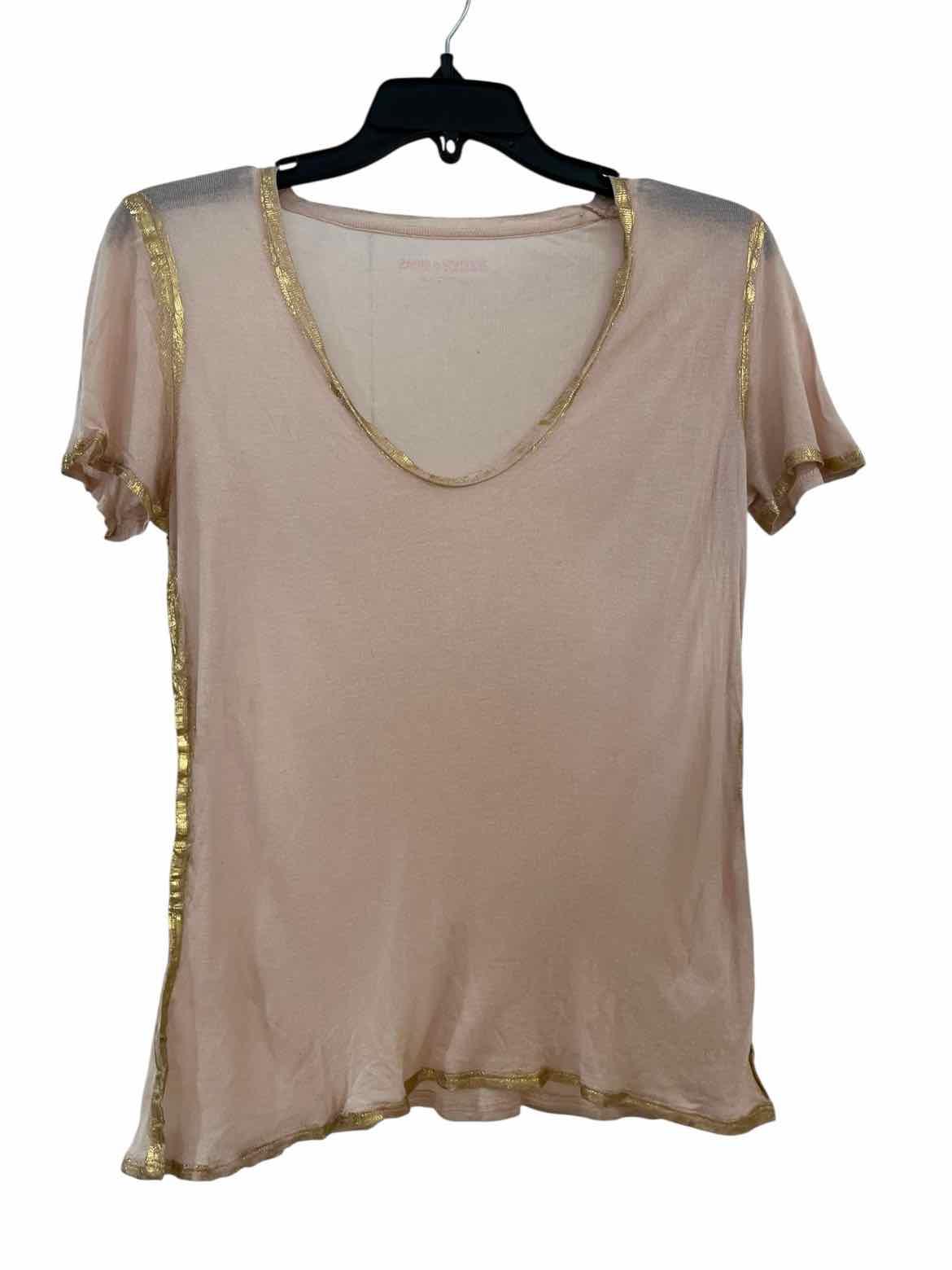 Zadig & Voltaire Peach and Gold Size S Shirt